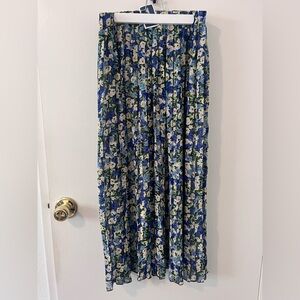 NWT Joie Floral Pleated Maxi Skirt Belted Size Medium